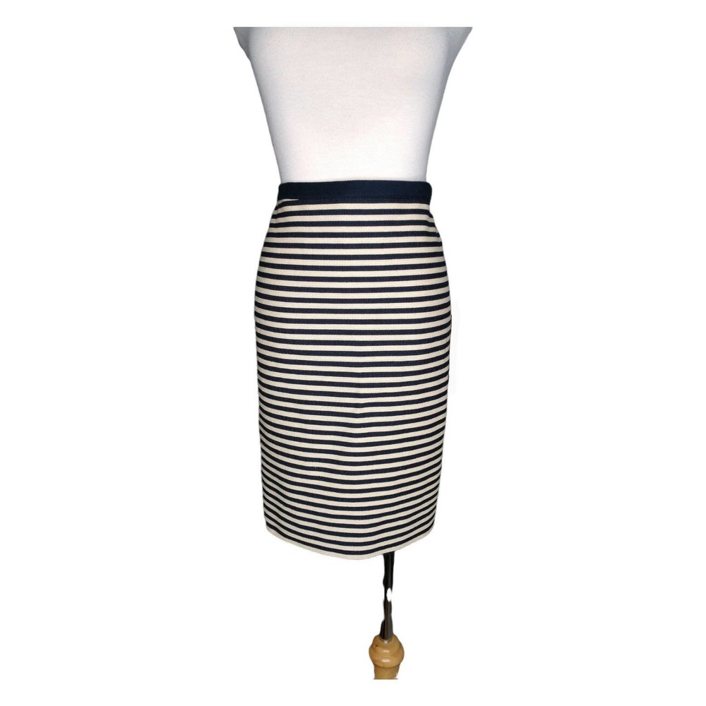 NWT Ann Taylor Loft Navy Natural Strip Skirt Size 12